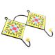 Yellow And Turquoise Ceramic Floral Tiles Hooks